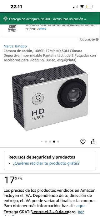 Cámara de Acción HD 1080p