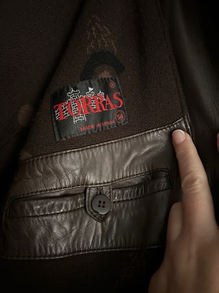 Chaqueta de piel hombre marrón