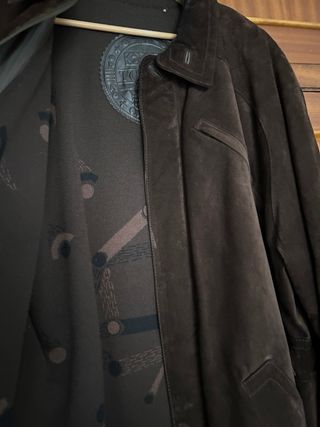 Chaqueta de piel hombre marrón