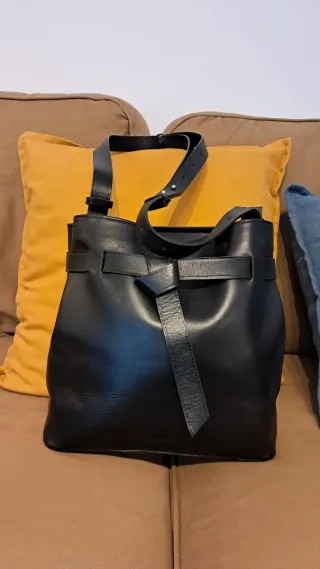 Bolso Massimo Dutti Negro Piel