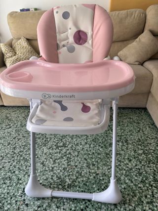 Trona bebé rosa y blanca