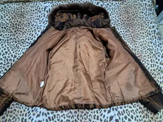 Giubbotto donna marrone/oro con cappuccio