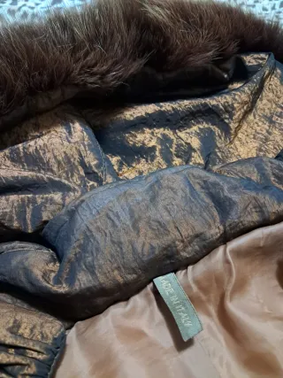 Giubbotto donna marrone/oro con cappuccio