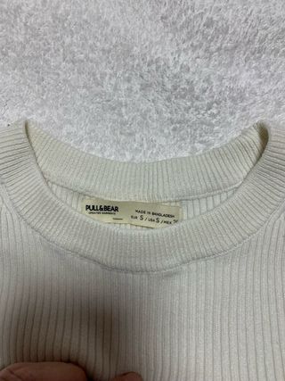 Jersey Pull&Bear blanco punto mujer XS