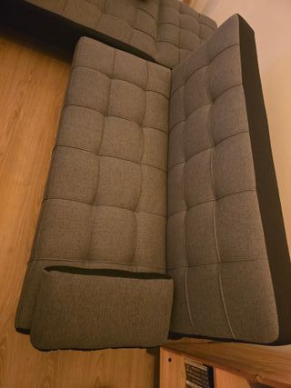 Sofá Cama Chaise Longue Gris y Negro