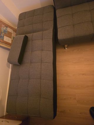 Sofá Cama Chaise Longue Gris y Negro