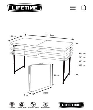 Mesa Plegable Lifetime Ajustable