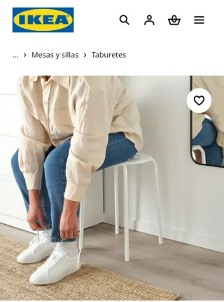 Taburete blanco metálico