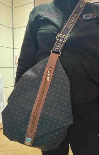 Zaino monospalla Pollini Heritage nero/marrone