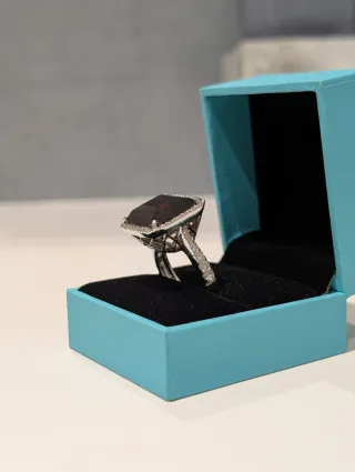 Anillo Plata con Piedra Roja