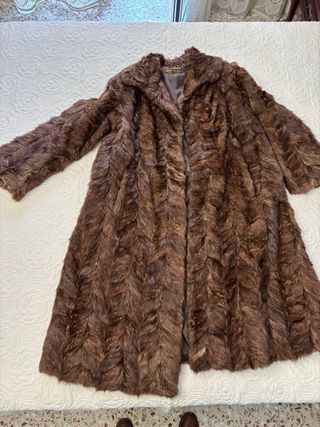 Abrigo de visón sintético marrón talla única