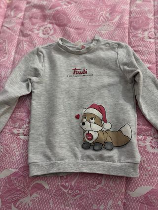 Maglietta bimba Trudi grigia con volpe natalizia