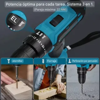 Taladro Atornillador Inalámbrico (2 Baterías)