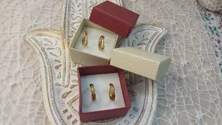 2 pares pendientes Aro Chapado Oro 18k
