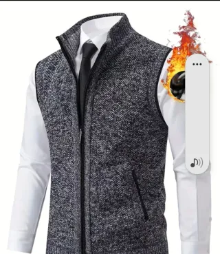 Chaleco hombre afelpado gris y negro