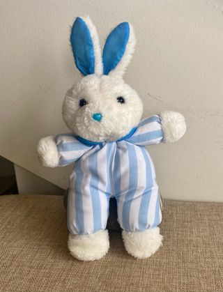 Peluche Vintage 1990s, Coelho Azul e Branco