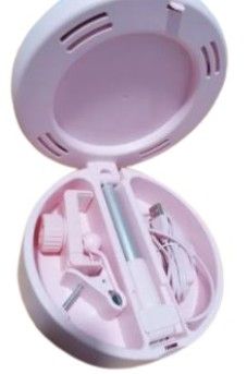 Espejo con luz extensible y soporte para móvil