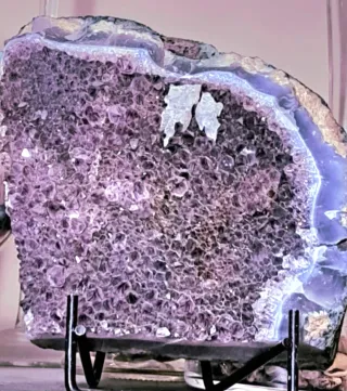 Grande drusa quarzo ametista bordata calcedonio