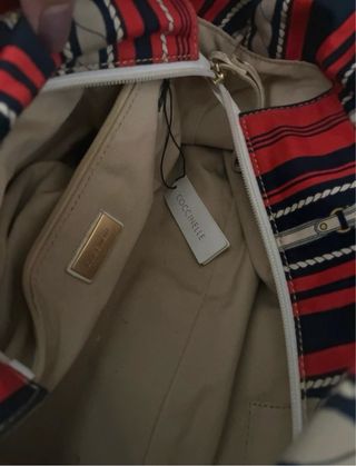 Borsa Coccinelle a righe rosse e nero