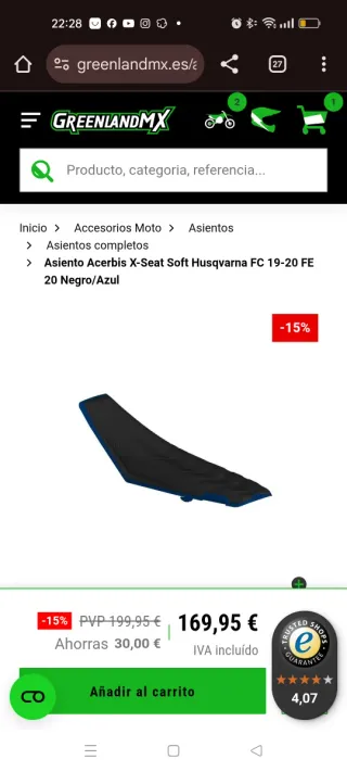 Asiento Acerbis X-SEATS Husqvarna Blando