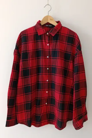 Camisa cuadros roja y negra Shein
