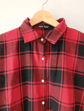 Camisa cuadros roja y negra Shein