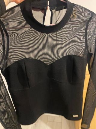 Top Guess Malla Transparente Negro