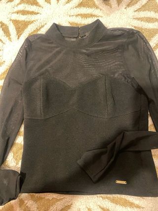 Top Guess Malla Transparente Negro