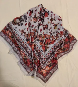 Sciarpa lana motivo floreale