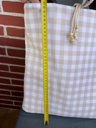 Totebag reversible marrón flores y vichy acolchada