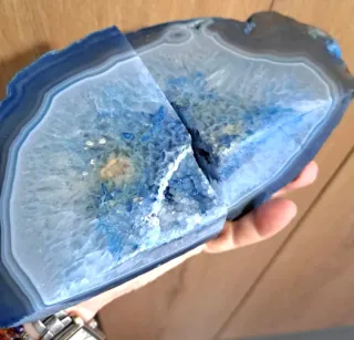 Coppia fermalibri agata venata blu