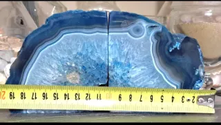 Coppia fermalibri agata venata blu