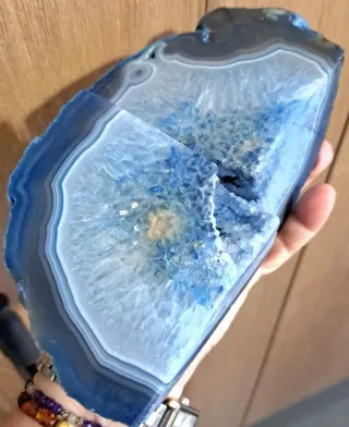 Coppia fermalibri agata venata blu