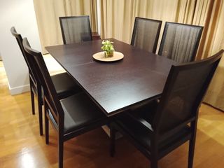 Mesa madera de comedor extensible y 6 sillas