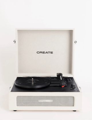 Tocadiscos CREATE blanco + 2x Vinilos años 80’