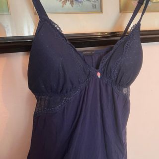 Camisón lencería Oysho azul marino