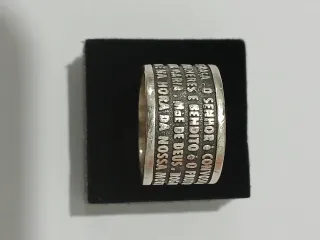 Anel Prata 925 Reza Católica Portuguesa