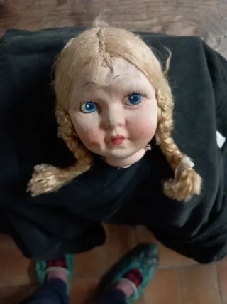 Cabeza muñeca trapo antigua preciosa