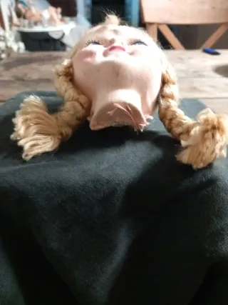 Cabeza muñeca trapo antigua preciosa