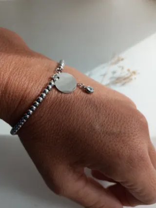 Pulsera Acero inoxidable con Medalla Grabada