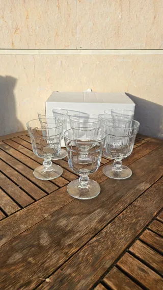Set 6 copas vino antiguas cristal