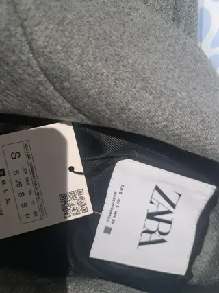 Abrigo Zara Lana Gris Talla S Oversize