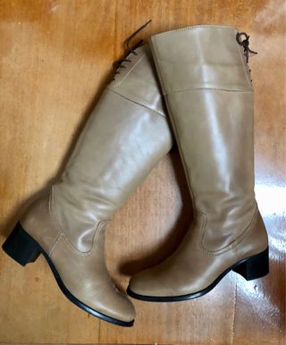 Botas altas Joima piel beige/marrón