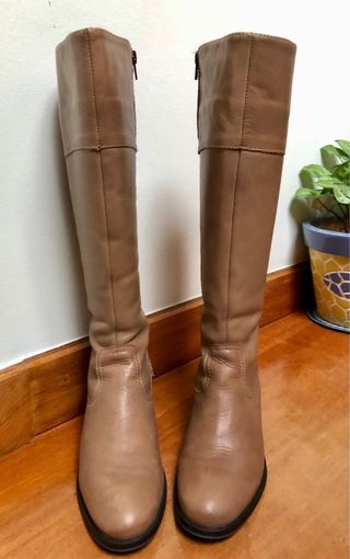 Botas altas Joima piel beige/marrón