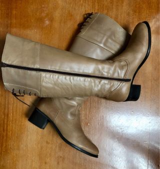 Botas altas Joima piel beige/marrón