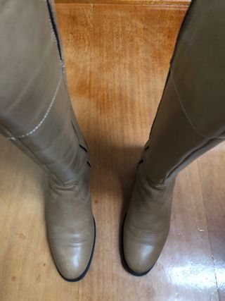 Botas altas Joima piel beige/marrón