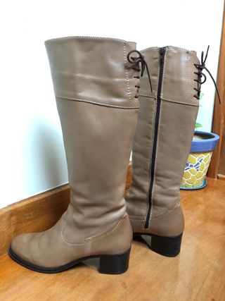 Botas altas Joima piel beige/marrón