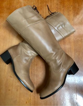 Botas altas Joima piel beige/marrón