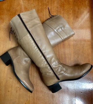 Botas altas Joima piel beige/marrón