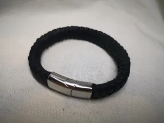 Pulsera Piel Trenzada Cierre Plateado